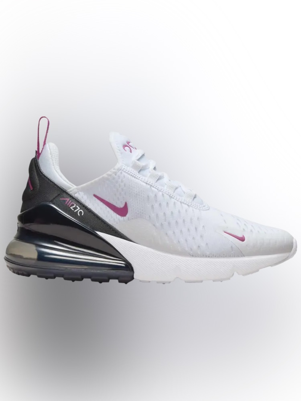 Nike Women's White Sneakers with Pink Swoosh